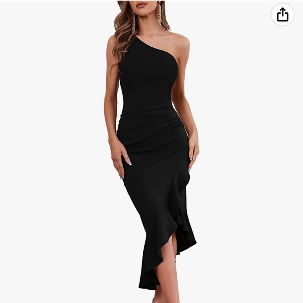 One Shoulder Bodycon Ruched Dress LIKE NEW